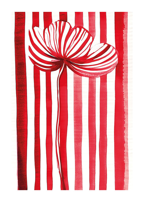 A vibrant flower in red and white spreads joy with its graphic expression-12