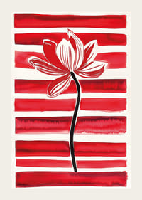 A stylish lotus flower floats against dynamic red stripes-3