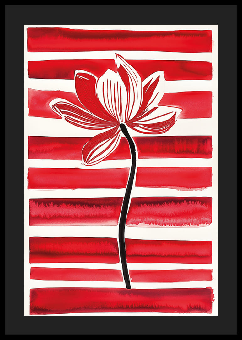 A stylish lotus flower floats against dynamic red stripes-12