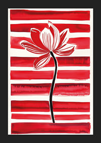 A stylish lotus flower floats against dynamic red stripes-5