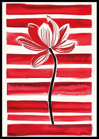A stylish lotus flower floats against dynamic red stripes-6