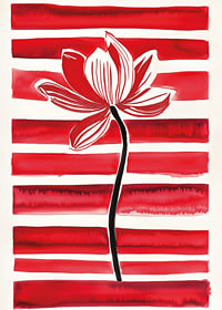 A stylish lotus flower floats against dynamic red stripes-7