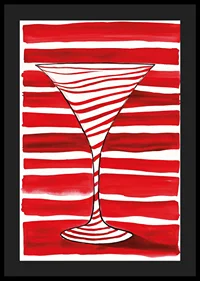 An elegant cocktail glass silhouette stands out against bold, red stripes-4