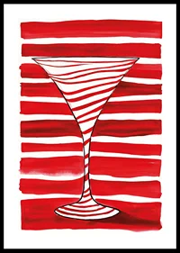 An elegant cocktail glass silhouette stands out against bold, red stripes-0