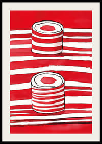 Des lignes rouges vibrantes et des silhouettes de volutes créent une expression artistique puissante-2