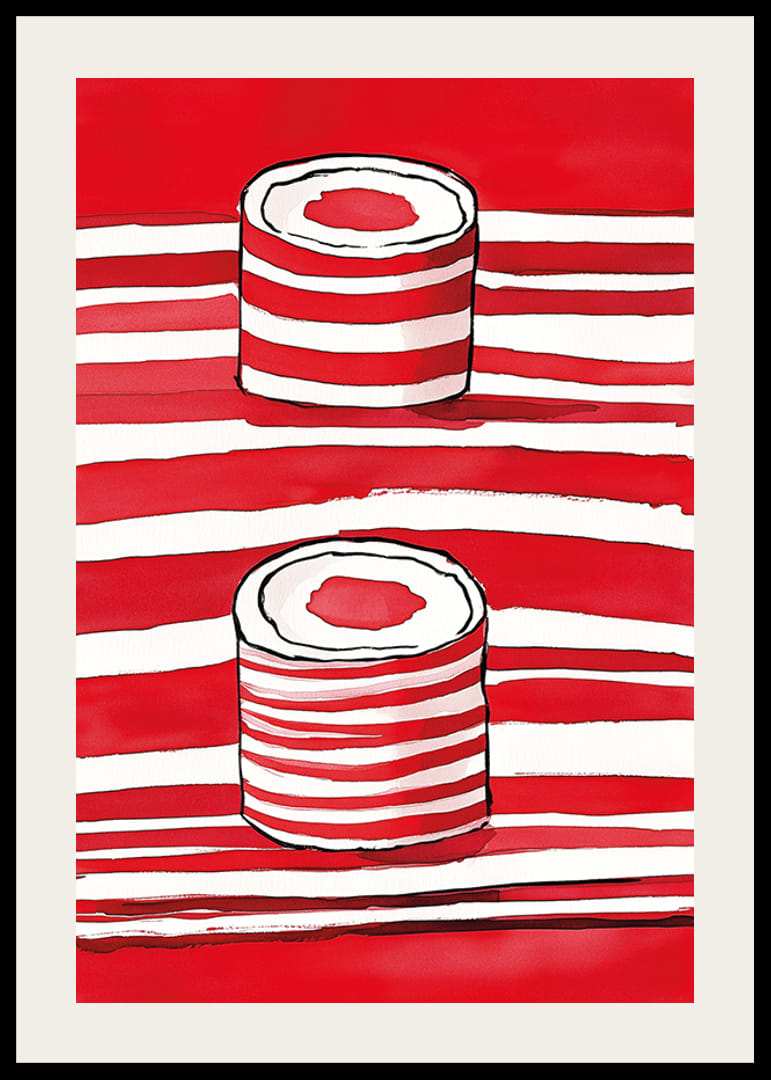 Des lignes rouges vibrantes et des silhouettes de volutes créent une expression artistique puissante-12