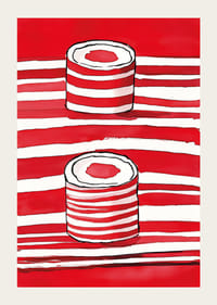 Des lignes rouges vibrantes et des silhouettes de volutes créent une expression artistique puissante-3