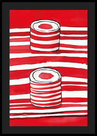 Des lignes rouges vibrantes et des silhouettes de volutes créent une expression artistique puissante-4