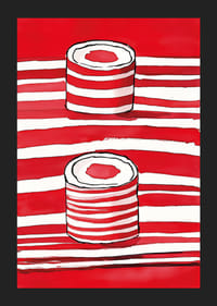 Des lignes rouges vibrantes et des silhouettes de volutes créent une expression artistique puissante-5