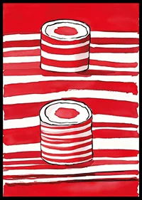 Vibrant red lines and silhouettes of scrolls create a powerful, artistic expression-6