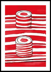 Vibrant red lines and silhouettes of scrolls create a powerful, artistic expression-0