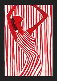 Stylish and powerful, dancing in stripes of red energy-5