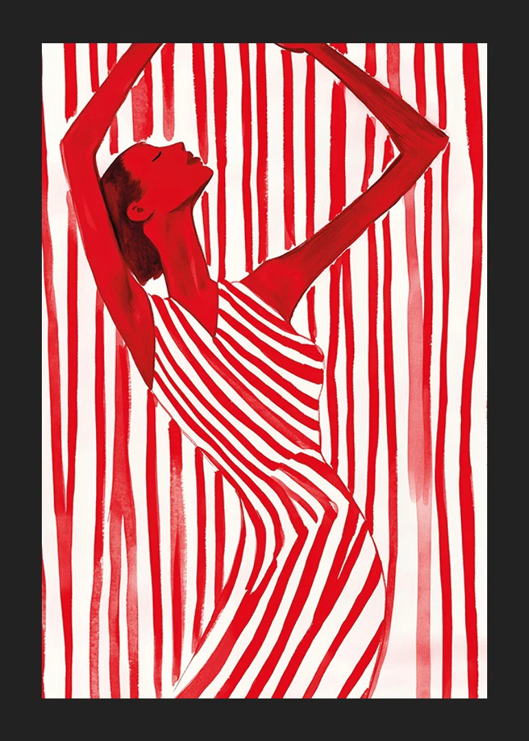 Stylish and powerful, dancing in stripes of red energy-12