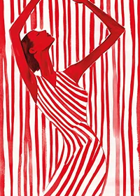 Stylish and powerful, dancing in stripes of red energy-7