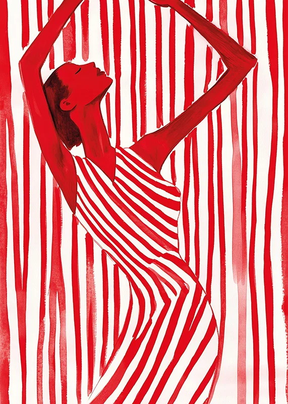 Stylish and powerful, dancing in stripes of red energy-12