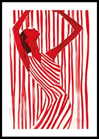 Stylish and powerful, dancing in stripes of red energy-0