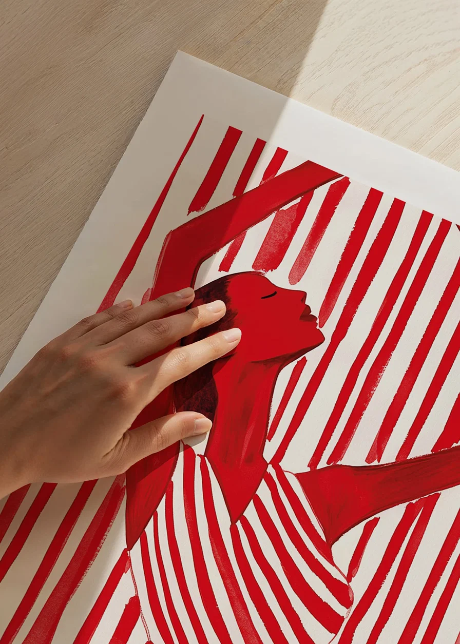 Stylish and powerful, dancing in stripes of red energy-12