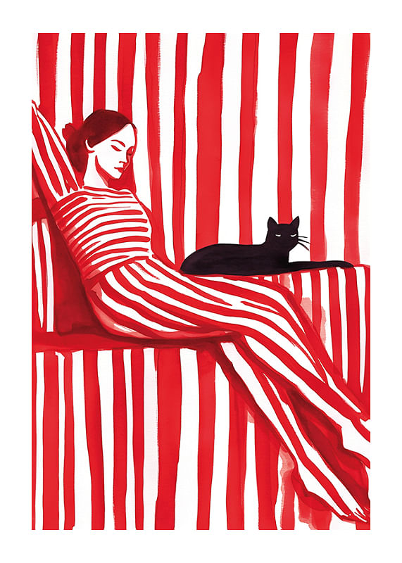 Poster Red Stripes & Whiskers