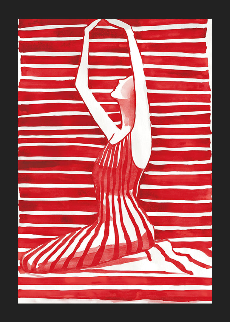 La silhouette in rosso e bianco cattura elegantemente desiderio e armonia-12