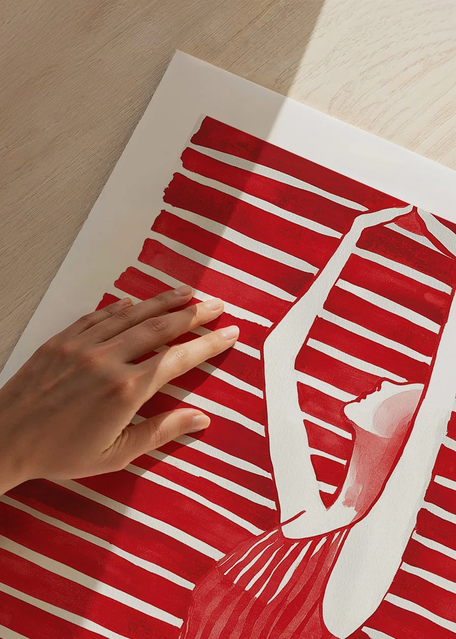 The silhouette in red and white elegantly captures longing and harmony-12