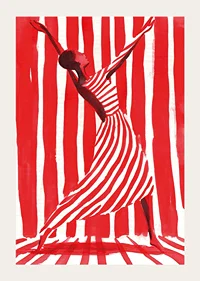 Dancing freedom in dynamic stripes of red and white-3