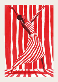 Tanzende Freiheit in dynamischen Streifen in Rot und Weiß-3