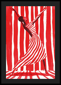 Bailando la libertad en rayas dinámicas de rojo y blanco.-4