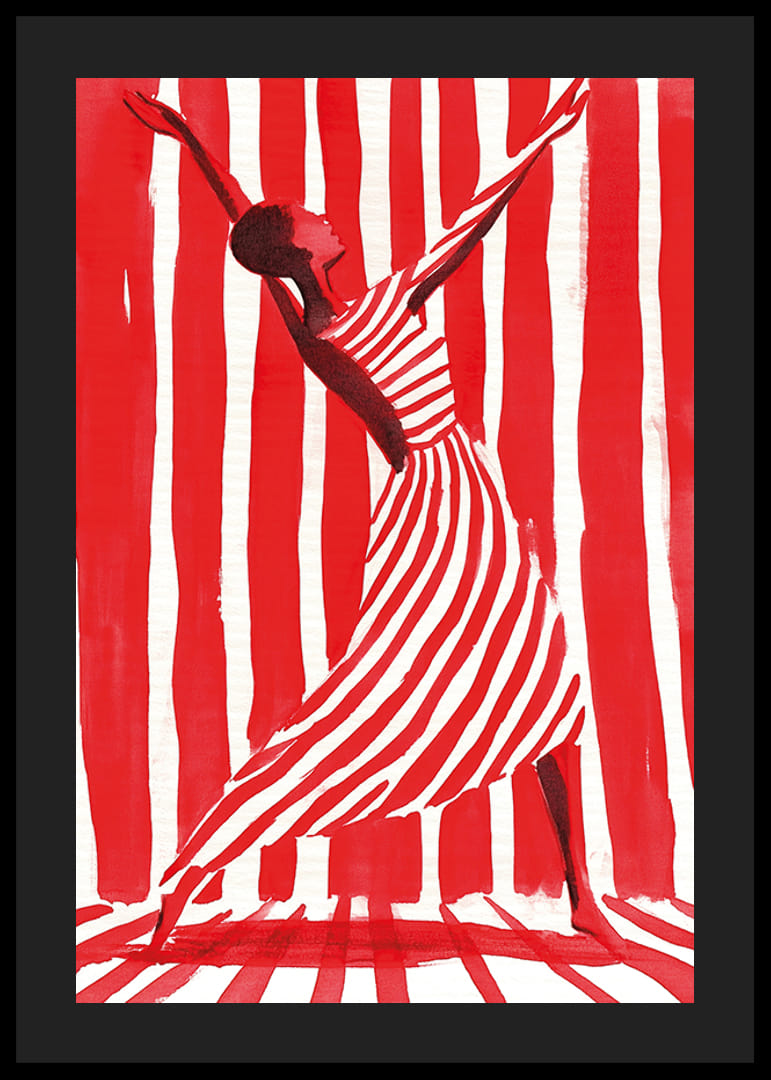 Tanzende Freiheit in dynamischen Streifen in Rot und Weiß-12