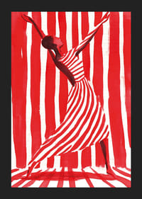 Tanzende Freiheit in dynamischen Streifen in Rot und Weiß-5