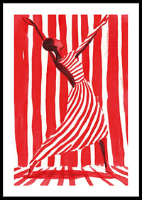 Bailando la libertad en rayas dinámicas de rojo y blanco.-0