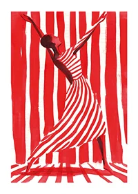 Dancing freedom in dynamic stripes of red and white-1