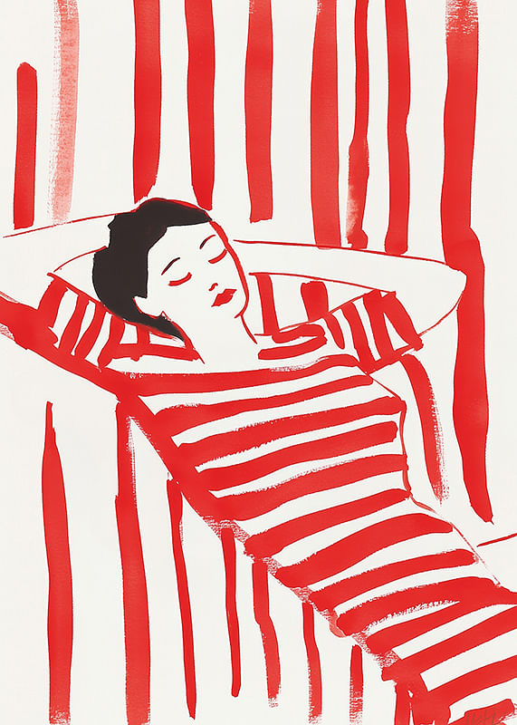 Relaxed elegance in red and white stripes inspires calm and style-12