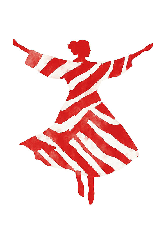 Plagát Dancing Red Silhouette