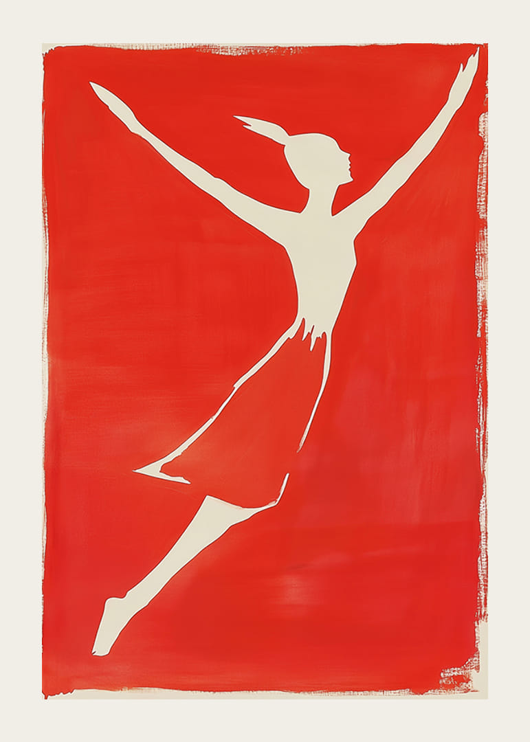 A vörös háttér előtt álló táncos sziluettje szabadságot és energiát sugároz-12