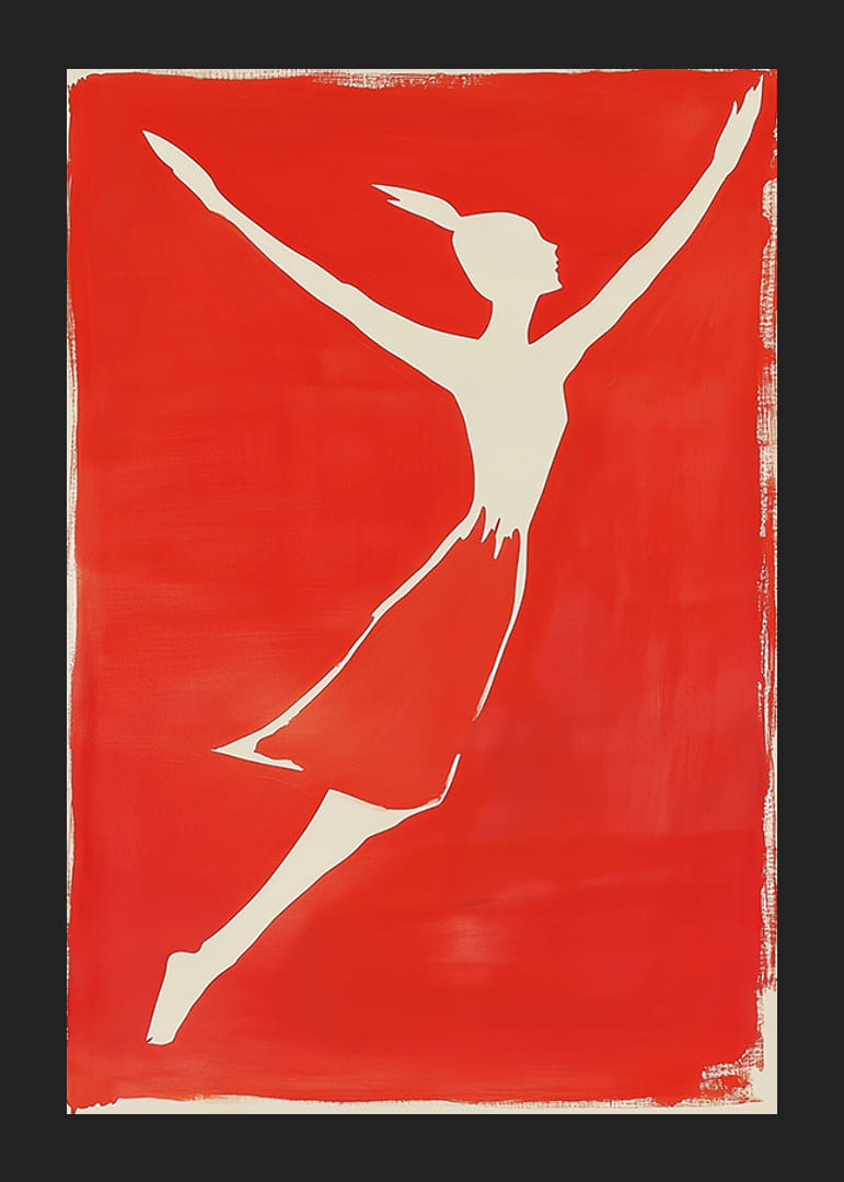 A vörös háttér előtt álló táncos sziluettje szabadságot és energiát sugároz-12