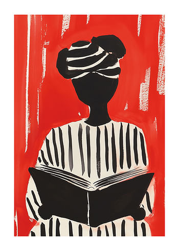 Plakat Red Abstract Book Reading