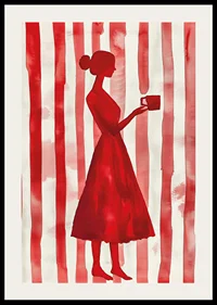 Red silhouette against striped background gives minimalist elegance-2