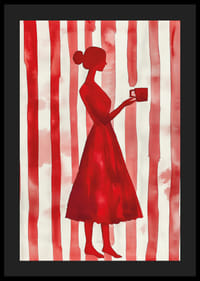 Rote Silhouette vor gestreiftem Hintergrund verleiht minimalistische Eleganz-4