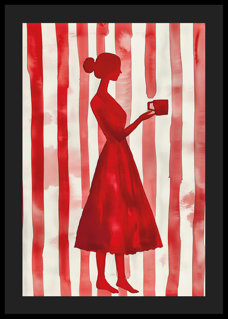 Rote Silhouette vor gestreiftem Hintergrund verleiht minimalistische Eleganz-12