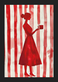 Rote Silhouette vor gestreiftem Hintergrund verleiht minimalistische Eleganz-5