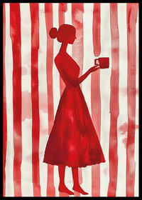 Rood silhouet tegen gestreepte achtergrond geeft minimalistische elegantie-2