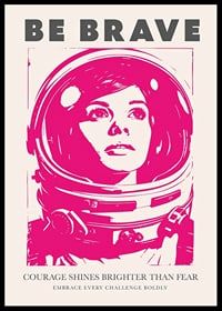 Modig astronaut blickar framåt med uppmaning att möta utmaningar med mod-0