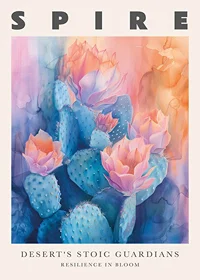 The cactus' flowers shine in a sky of dreamy pastels-1