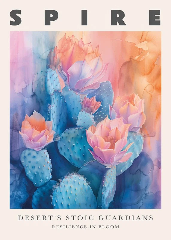 The cactus' flowers shine in a sky of dreamy pastels-12