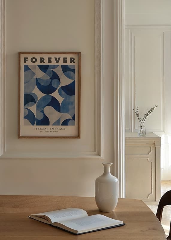Abstrakta blå former dansar i evig harmoni på denna stilfulla poster-12
