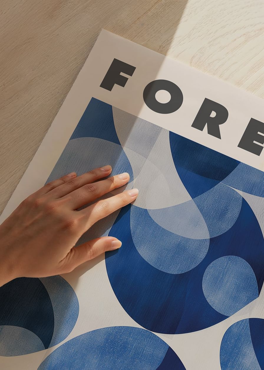 Abstract blue shapes dance in eternal harmony on this stylish poster-12