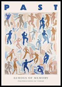 Mėlynų ir žemės atspalvių siluetai šoka harmoningu istorijos ritmu-0