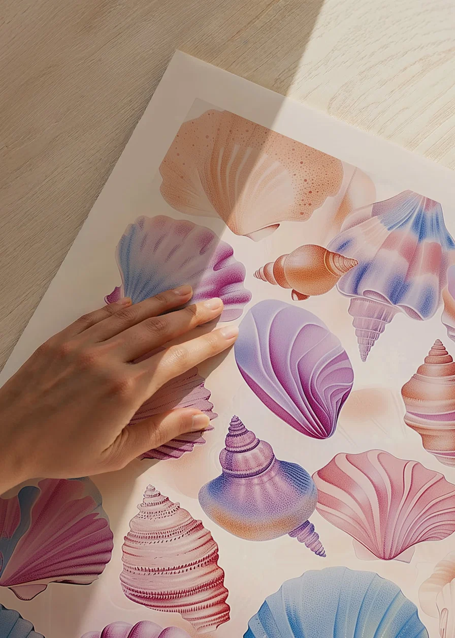 Colorful seashells in soft pastels capture the beauty of the ocean-12