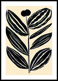 Bold, abstract leaves in dark tones give a modern feel against a beige background-0