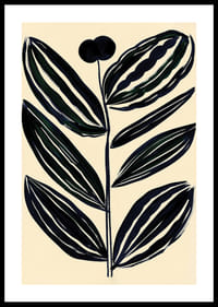 Djärva, abstrakta blad i mörka toner ger en modern känsla mot beige bakgrund-0